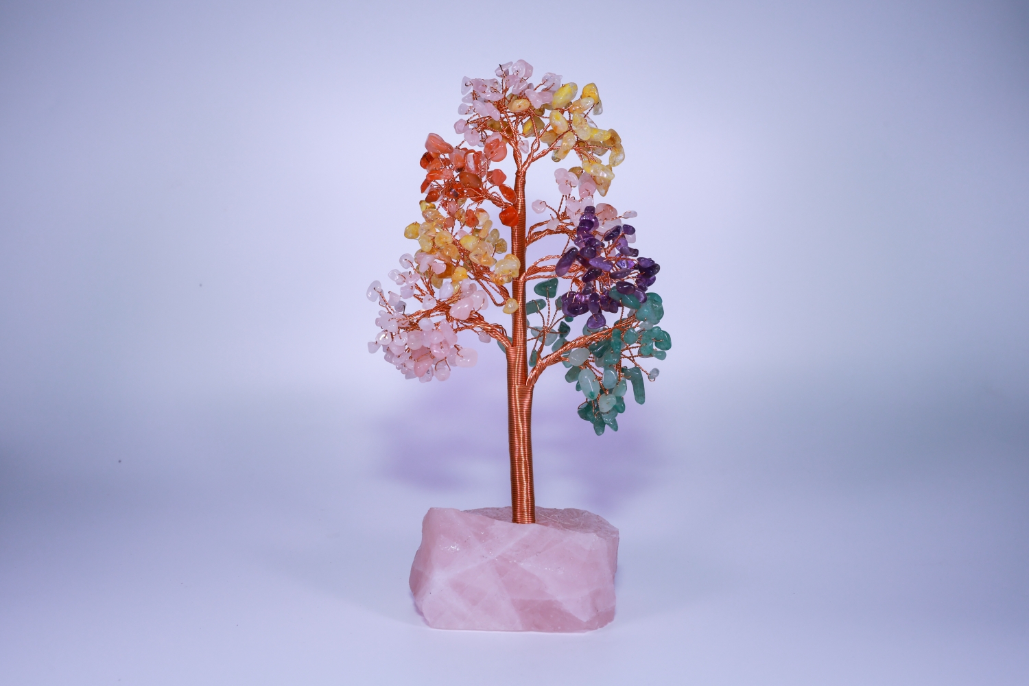 Home 13 Multi-Color (Rainbow) Crystal Tree Feng Shui Tree – 7 Chakra Gemstone Money Tree Natural Pink Crystal Base Straightened Copper Wire