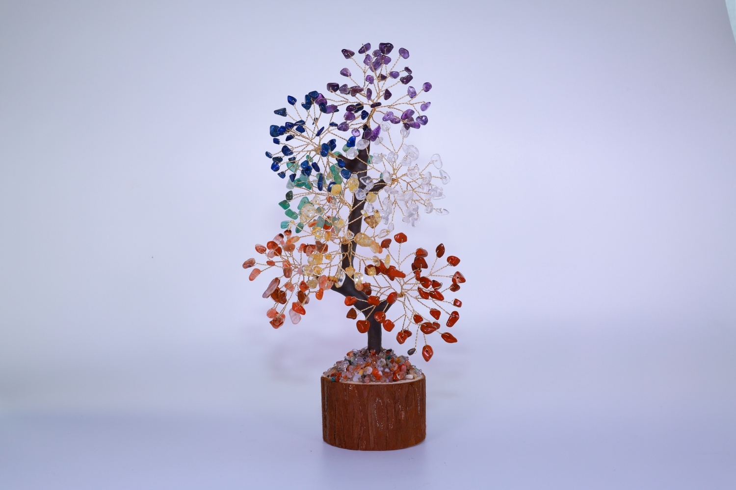 Home 11 Multi-Color (Rainbow) Crystal Tree Feng Shui Tree – Seven Chakras Multi Gemstone Money Tree Bonsai Sculpture With Handcrafted Wire Branches Wooden Base Reiki Energy